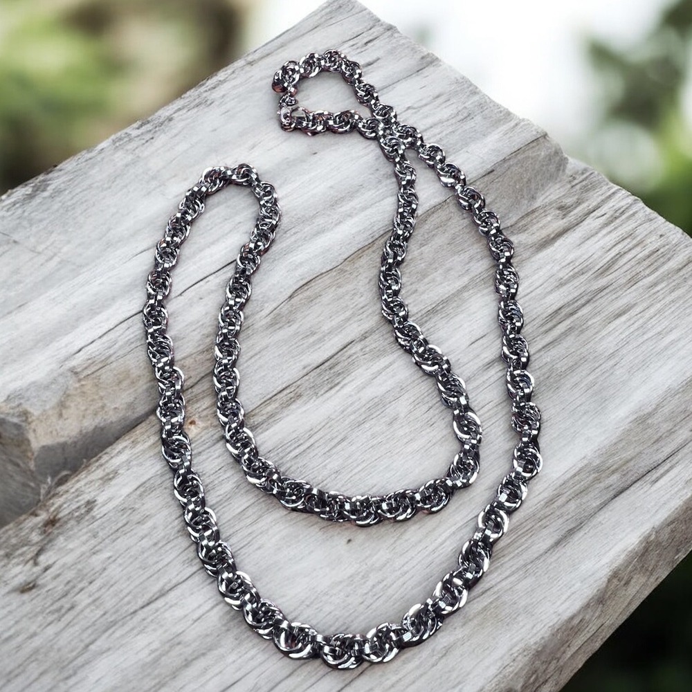 Park Lane Vintage Silver Tone Heavy Double Link Rope Chain‎ Statement Necklace